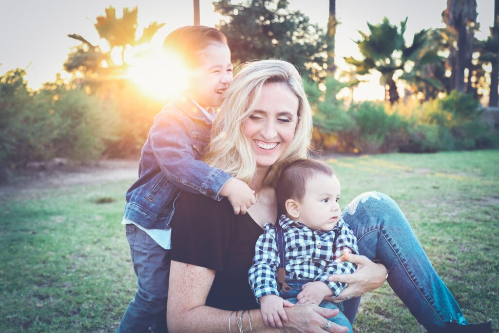Boy Mom enjoying time with her kids.