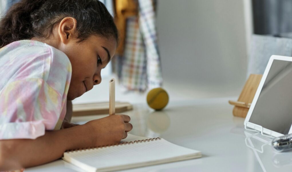 Child doing her homework