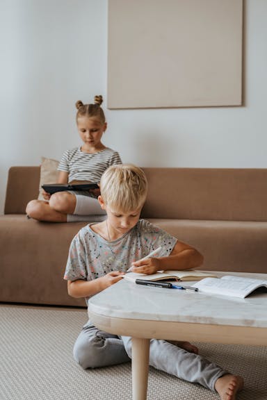 Children doing their homework.